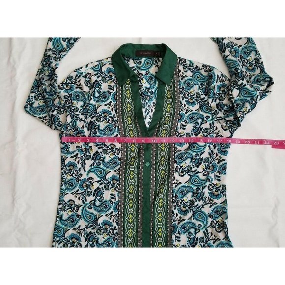 The Limited Women’s Paisley Print Long Sleeve Button-Up Collared Blouse Small - Picture 7 of 11